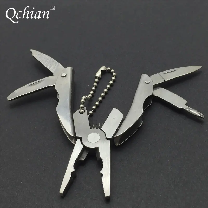 

One Scarab Outdoor Mini Folding Muilti-functional Plier Clamp Silvery Keychain Outdoor Hiking Tool pocket multitools