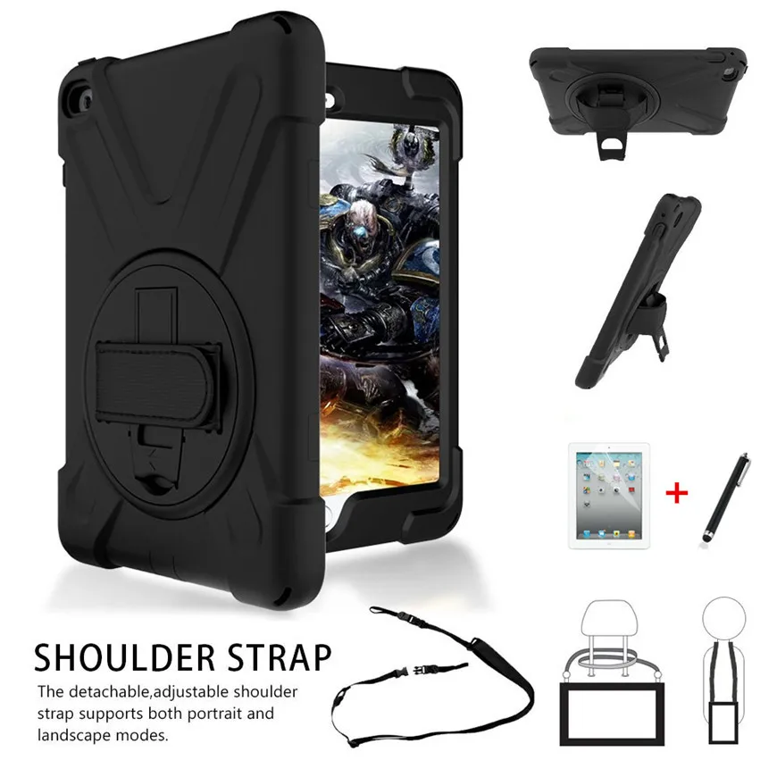 

Shockproof Case for iPad Mini 1 2 3 4 Kids / ipad mini 5 2019 Case with Stand Hand Strap Shoulder Silicone Safe Child Cover+gift