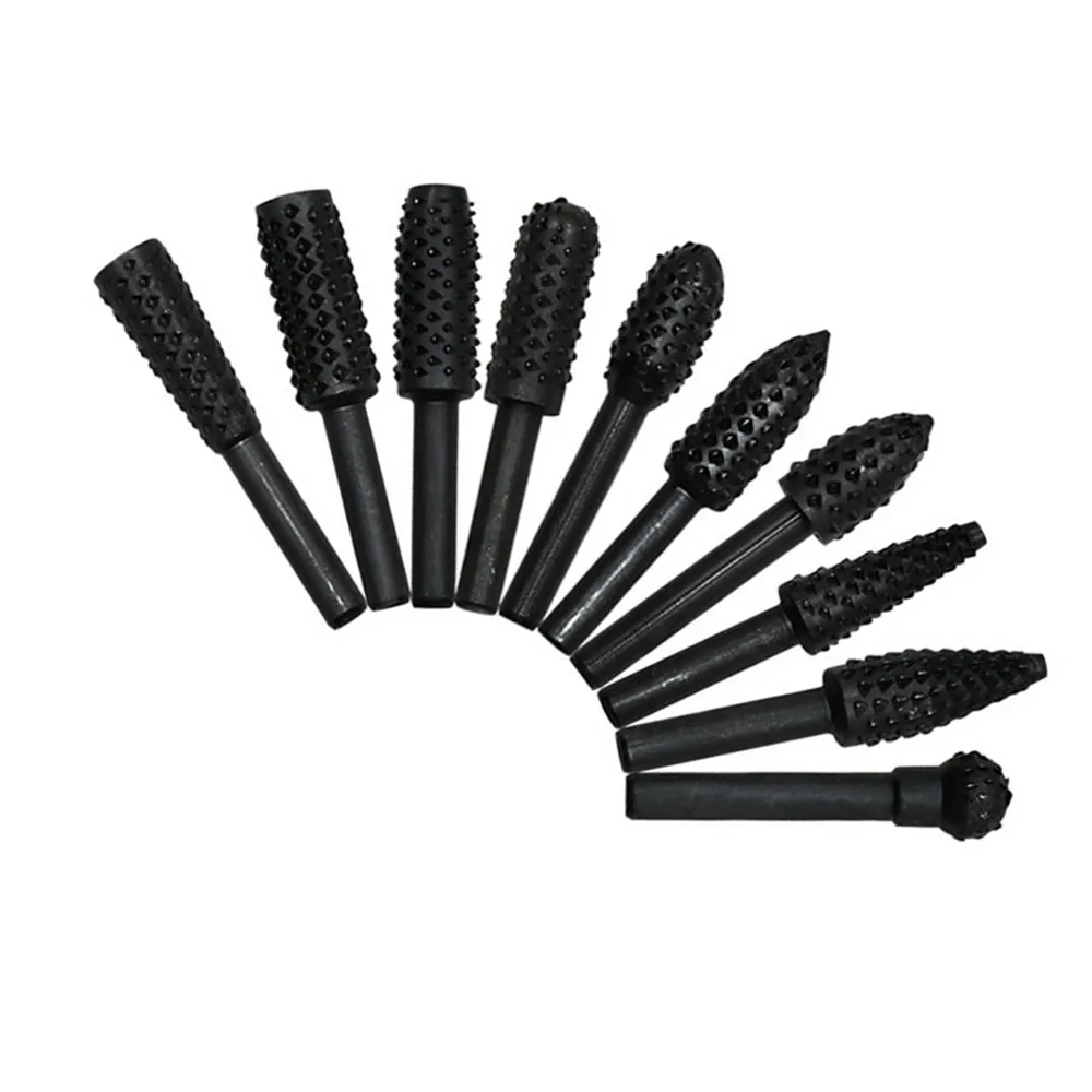 

Rotary Rasp 10pcs 1/4" Shank Rotary File Set Wood Carving Burr Polishing Grinding Rasp Drill Bits