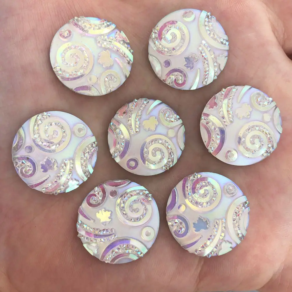 

10pcs AB Resin 20mm Round Fun Combination Flatback Rhinestone Wedding Button DIY R472