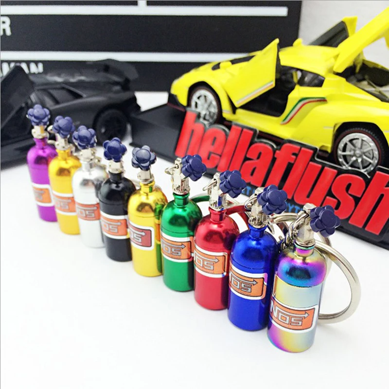 

NOS Turbo Keychain Creative New Mini Nitrous Oxide Bottle Keyring Key Chain Ring Keyfob Stash Pill Box Storage