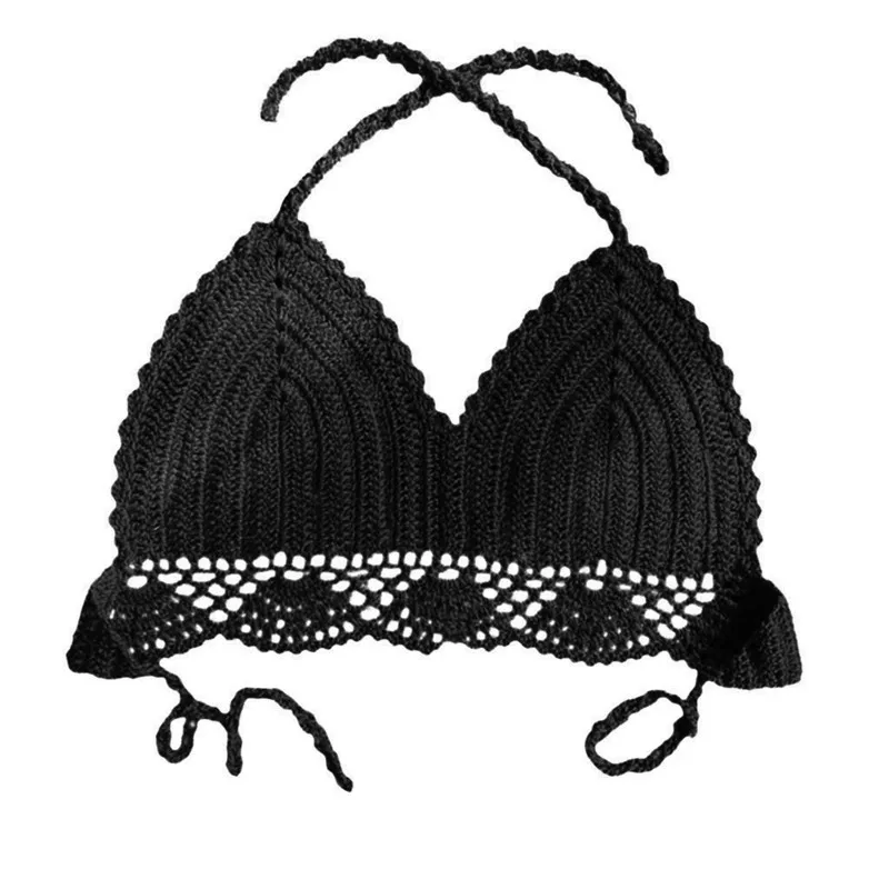 Scuba Womens Mix /& Match Plain Halter Tie Neck 90s Crop Bikini Top
