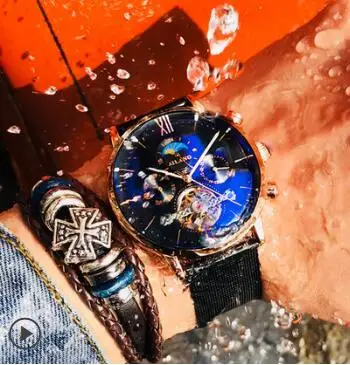Color 1 Mesh Band AILANG Relojes часы мужские наручные часы спортивные часы со скелетом 30 м водонепроницаемые автоматические механические часы из нержавеющей стали - Цвет: Color 1 Mesh Band