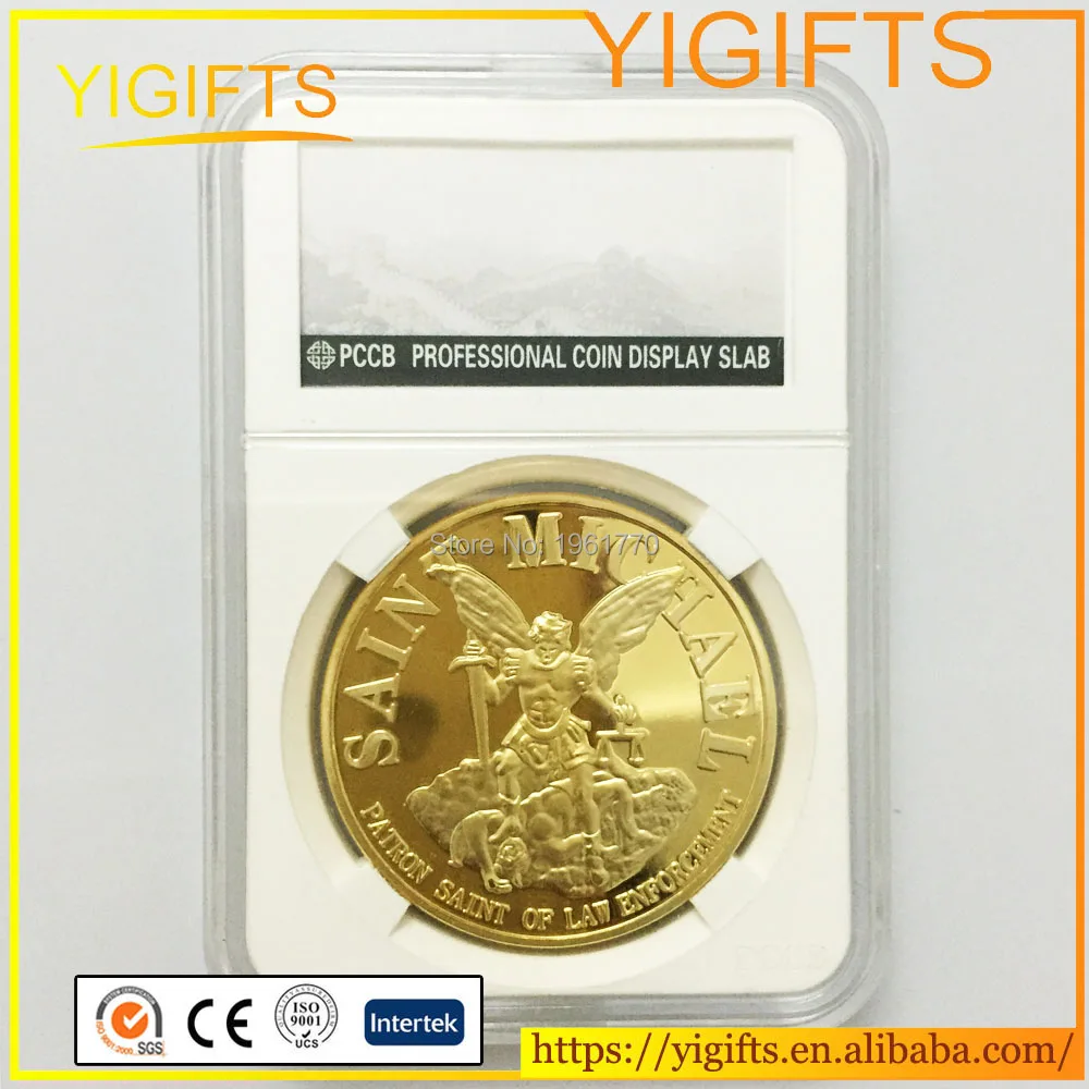 

1pcs/lot High Quality Saint Michael Challenge Metal Coin St Michael Souvenir Sample order With seal packing
