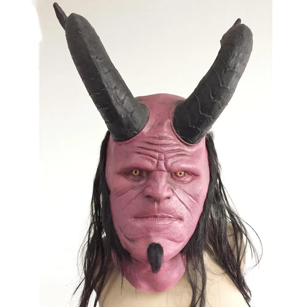 Маска Hellboy для косплея маска Хэллоуина страшная латексная тушь лица|Маски