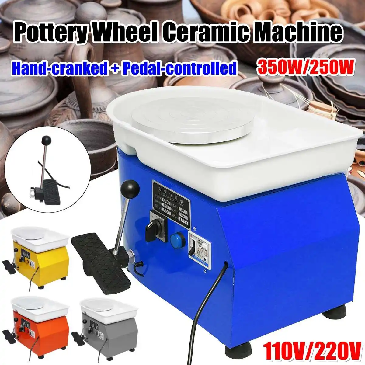 

Pottery Forming Machine 110V 550W Electric Pottery Wheel DIY Clay Tool with Tray Flexible Hand Foot Pedal For Ceramic Work