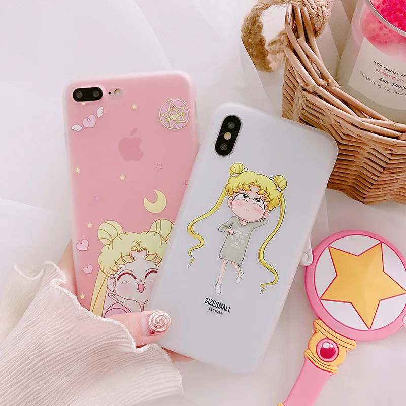 Pink Japanese Anime Kawaii Sailor Moon Phone Case For iPhone 6 6 Puls 6S 7 8 Puls X Cases TPU Soft Back Cover Coque Pink Japanese Anime Kawaii Sailor Moon Phone Case For iPhone 6 6 Puls 6S 7 8 Puls X Cases TPU Soft Back Cover Coque