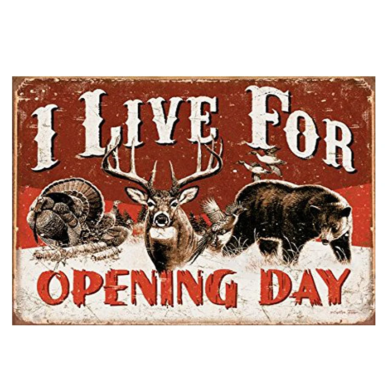 

ZJY Vintage Home Decor I Live for Openiing Day Metal Tin Signs Tavern Shabby Chic Home Shop Retro Art Poster Plaque Decor