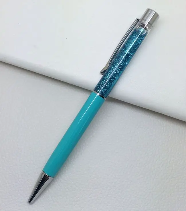 Высококачественная Золотая пудра, масляная кристальная ручка, креативные элементы металла, хрустальные подарочные ручки, шариковая ручка песочные часы, ручка с зыбучим песком - Цвет: sky blue