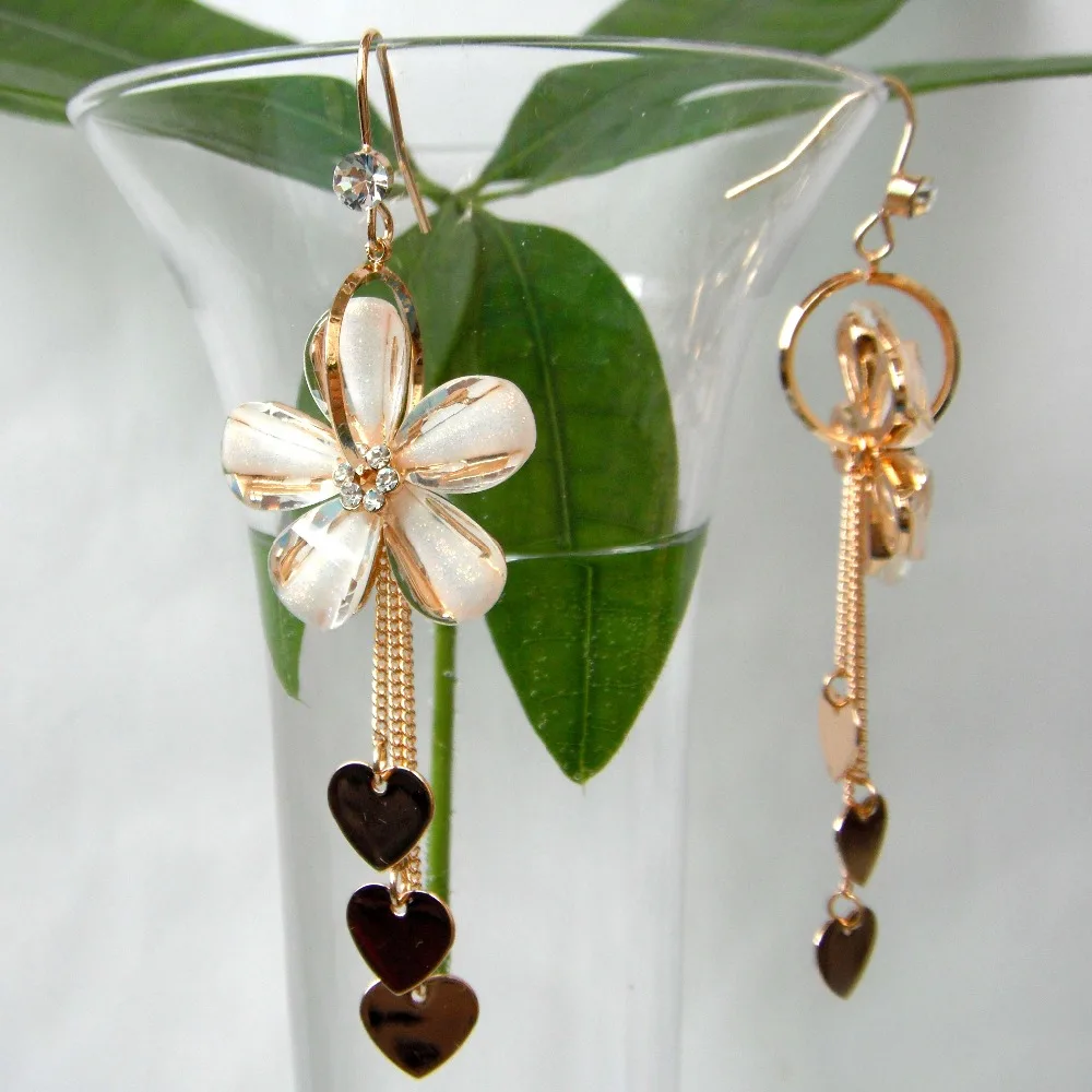 Серьги капельки Navachi SMT1008 с желтым цветком и стразами|drop earrings|earrings earringearrings drops |