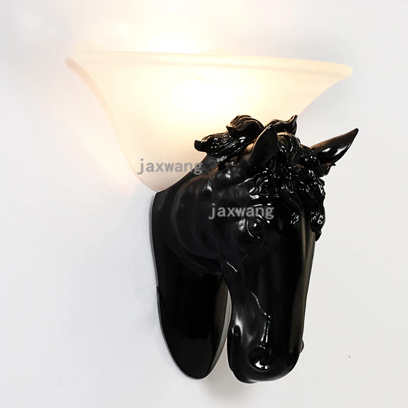 retro creative Horse head wall lamp European bedside bedroom aisle corridor Clothing store lights for home sconce | Освещение