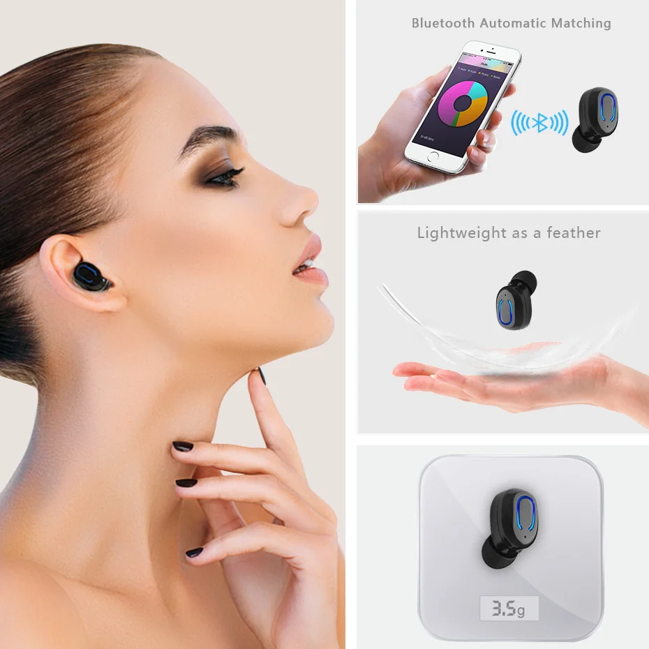 Беспроводные наушники Bluetooth 5,0 Мини Bluetooth гарнитура стерео наушники невидимые наушники для телефонов Android IOS