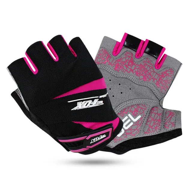 BATFOX велосипедные перчатки без пальцев Для Женщин Половина Finger велосипедные спортивные перчатки летние дышащие MTB дорожный велосипед перчатки для скалолазания - Цвет: Розовый