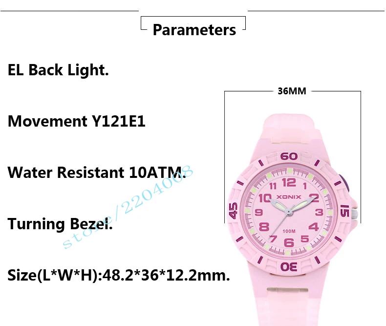 Спортивные кварцевые часы для девочек, водонепроницаемые, 100 м, модные женские спортивные часы, детские спортивные часы, EL светильник, Relogio Masculino YE