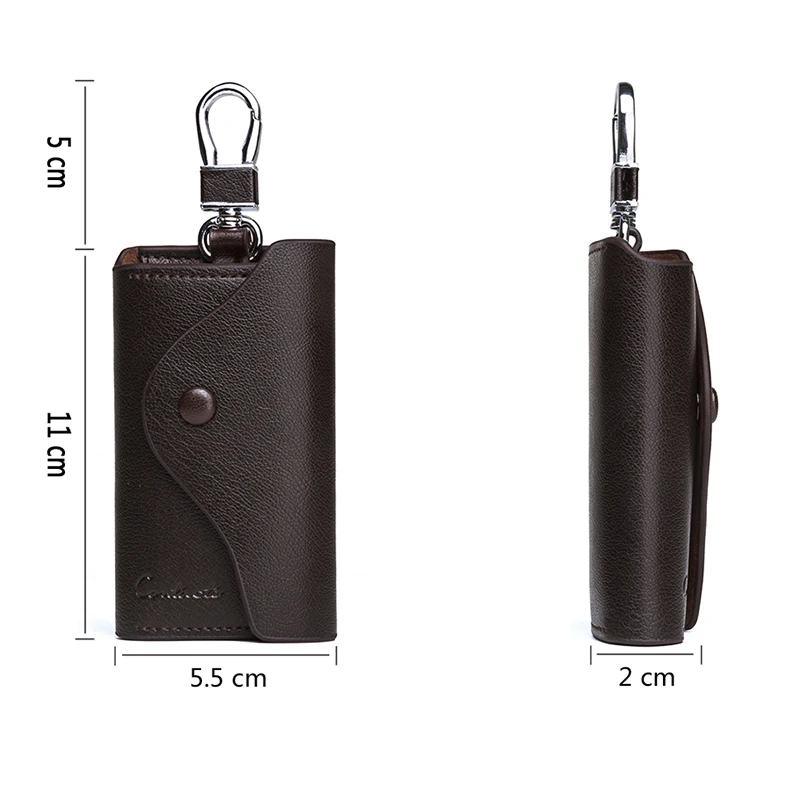 CONTACT'S Men's Genuine Leather Key Wallets Fashion Housekeeper Key Holders Male Keychain Casual Case For Men Rings key case key holder key organizer key purse