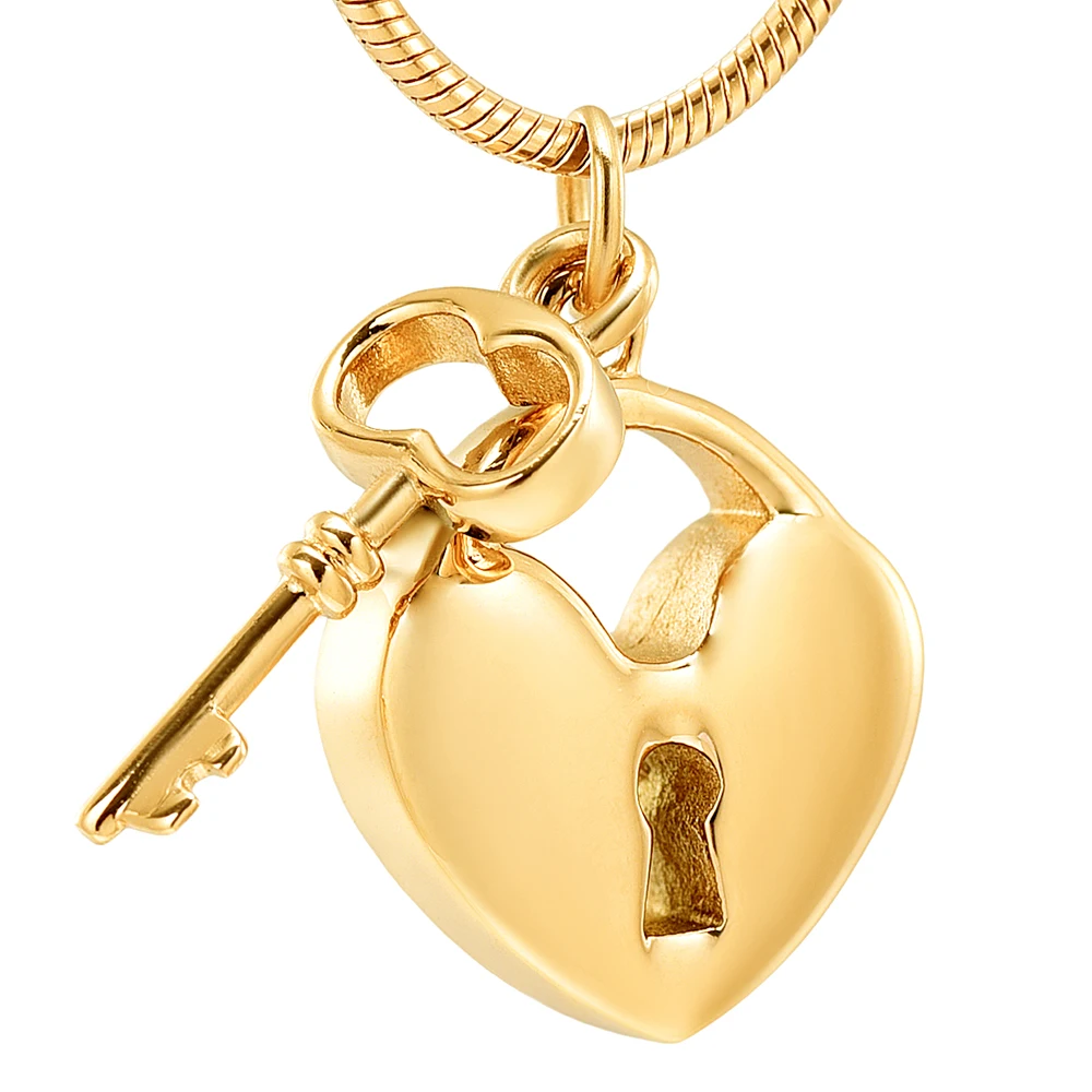 Love Heart Key Cremation Urn Memorial Charm Pendant Necklace 