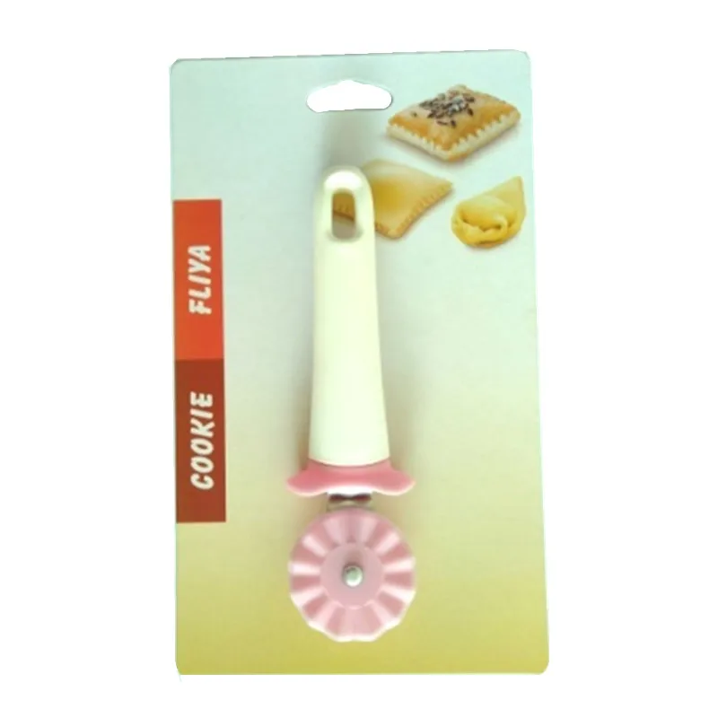 

New Plastic Pie Crust Cutter Pastry Crimper Pizza Cutter Pizzamesser Bakeware tools Pink Color
