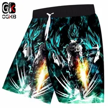 OGKB летние быстросохнущие пляжные мужские шорты с забавным принтом Супер Saiyan Goku And Vegeta 3D пляжные бермуды шорты для плавания мужские брюки