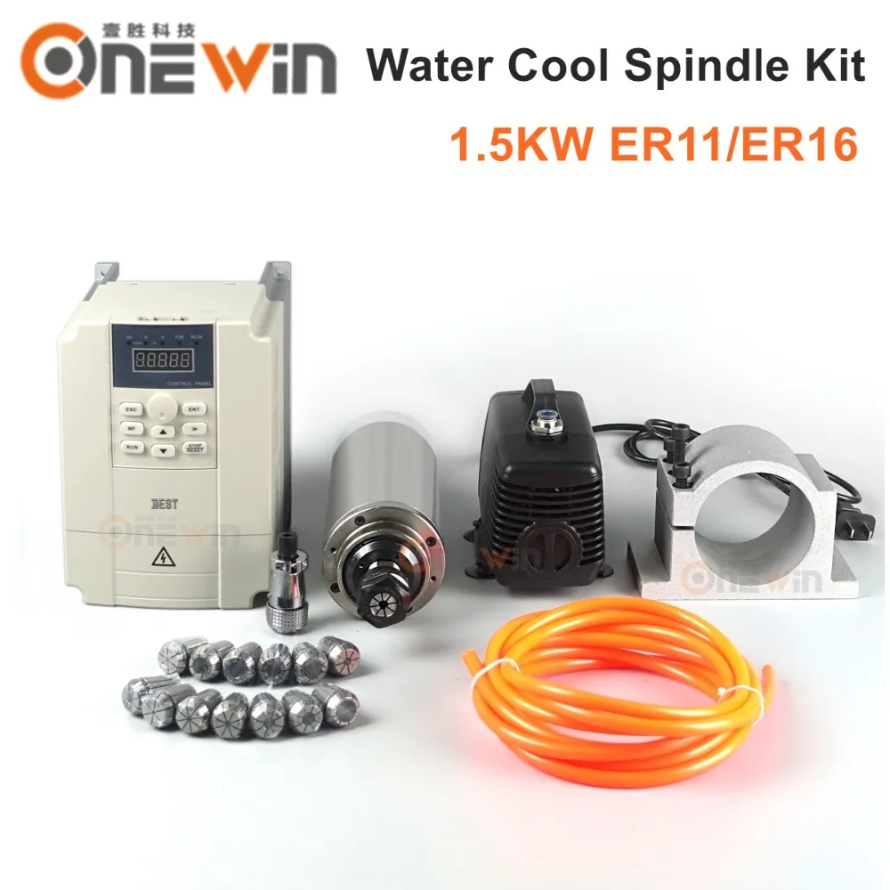 

1.5KW water cooled spindle motor kit ER11 ER16 for cnc router machine GDZ-80-2.2B