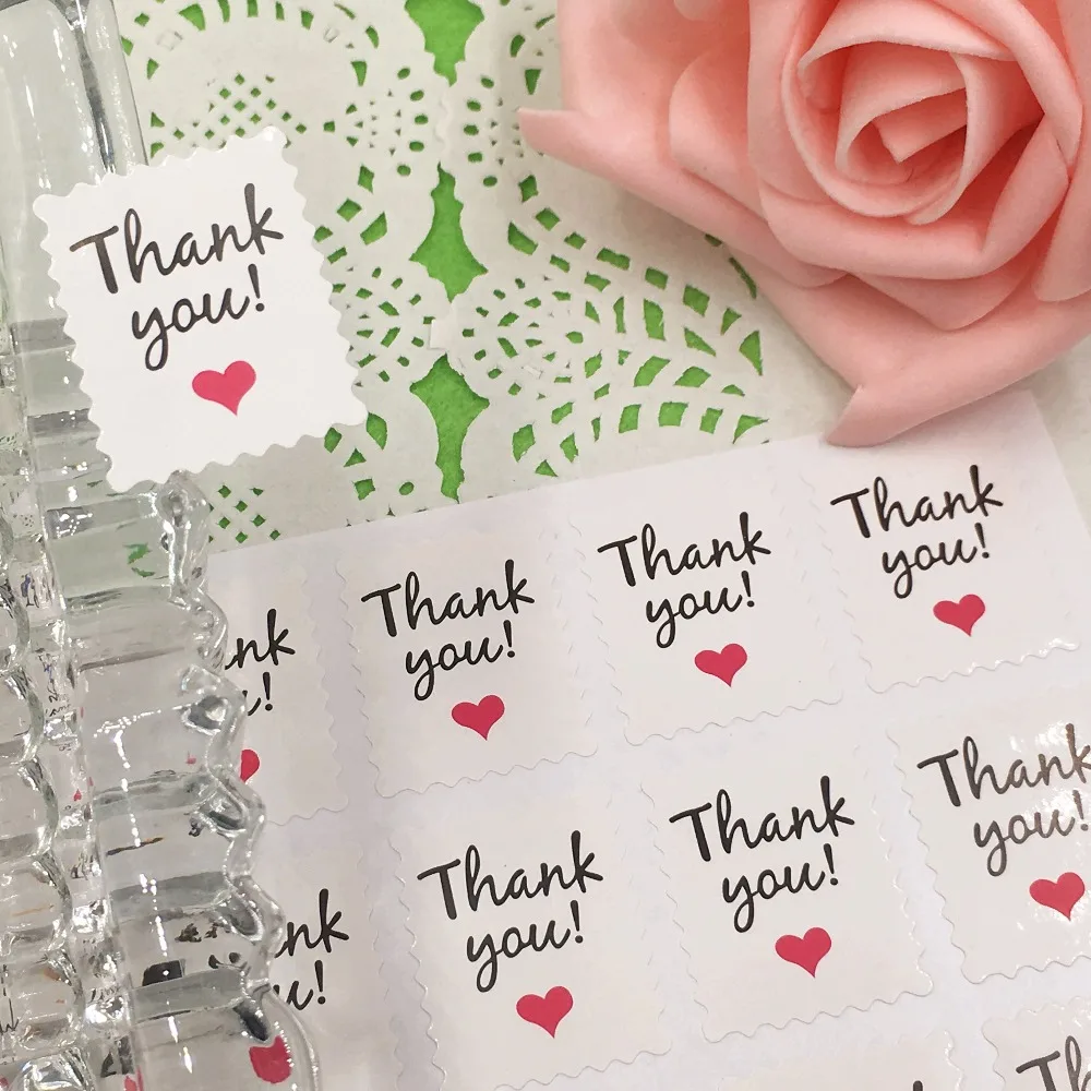 300 шт. бумажные круглые клейкие этикетки с надписью thank you heart | Дом и сад
