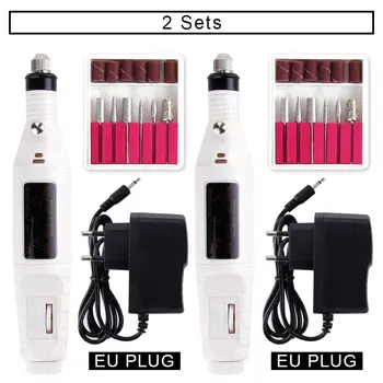 

EU Plug Electric Apparatus for Manicure Pedicure Machine Electric Manicure Drill Accessories Nail Tools Pen Shape 2 Set