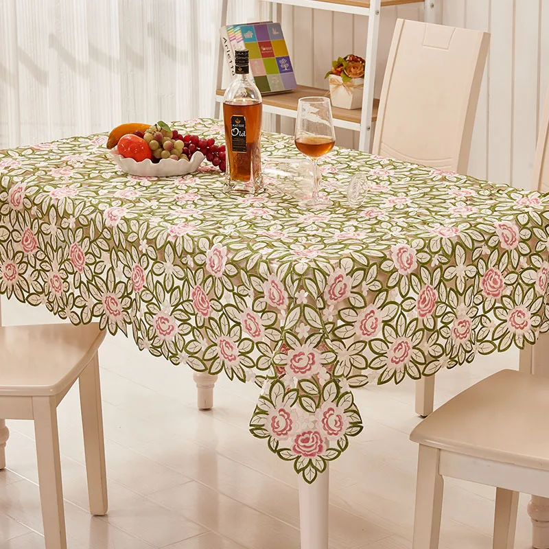 

[WIT]130X175cm Rectangular Table Cloths European Style Tablecloth For Weddings Polyester Floral Embroidered Table Cloth 1PC