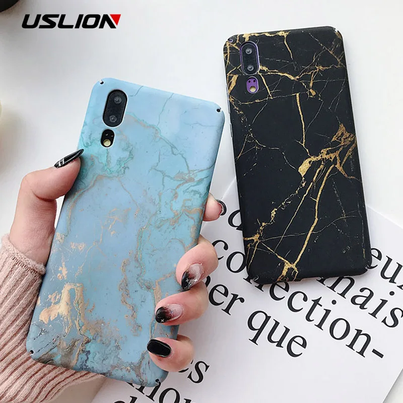 

USLION Gradient Marble Rainbow Phone Case For Huawei P30 Pro P20 Lite Mate 20 Pro Nova4 P Smart 2019 Matte Hard PC Full Cover