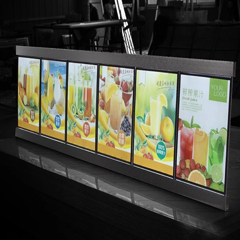 

(6 Graphics/column) Single Sided LED Restaurant Menu Boards,Menu System Slim Lightbox for Hotel,Restaurant,Cafe Store