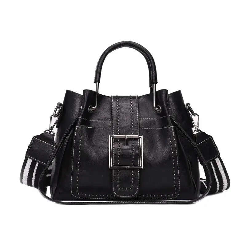 

Vintage Designer Women's Bucket Bag Wide Strap Shoulder Handbag Purse Ladies Handbag Sac Femme Tote Bag Stylish Large Top Bags