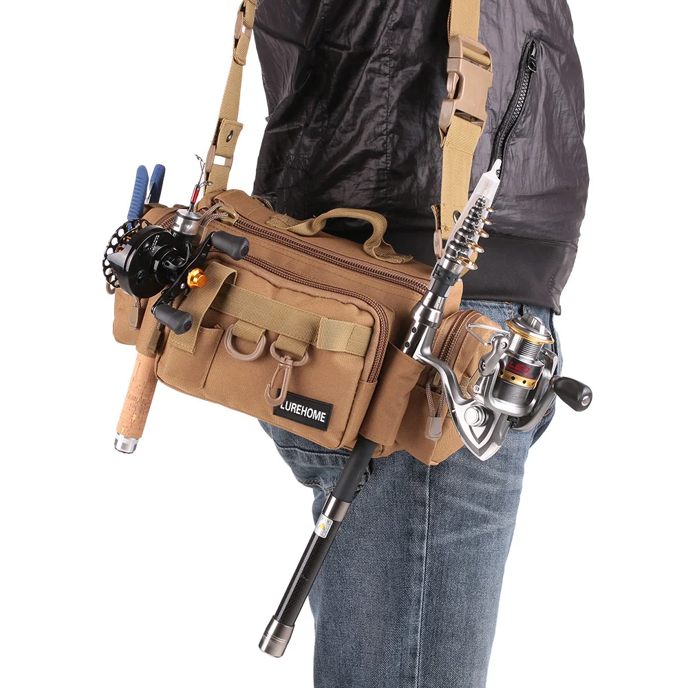

Multifunctional Fishing Lure Bag Three Color Selection Waist Shoulder Fishing Rod Reel Tackle Bag Waist Bait Box Bags