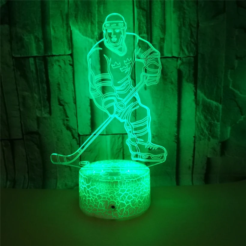 3D ледяной плеер спортивный ночник 7 цветов мигающий акриловый с USB зарядкой