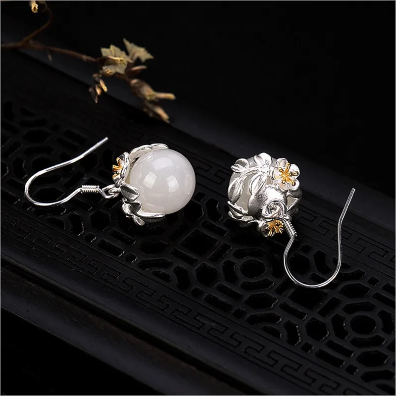 Серьги из серебра 925 пробы с цветами женские экзотические серьги ручной работы