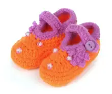 1 Pair New Hot sale Sweet soft baby boys girls contrast colors manual knitting toddler shoes children’s crib shoes 11cm