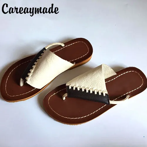 Careaymade Лидер продаж Новинка лета лоскутные шлепанцы на плоской подошве из