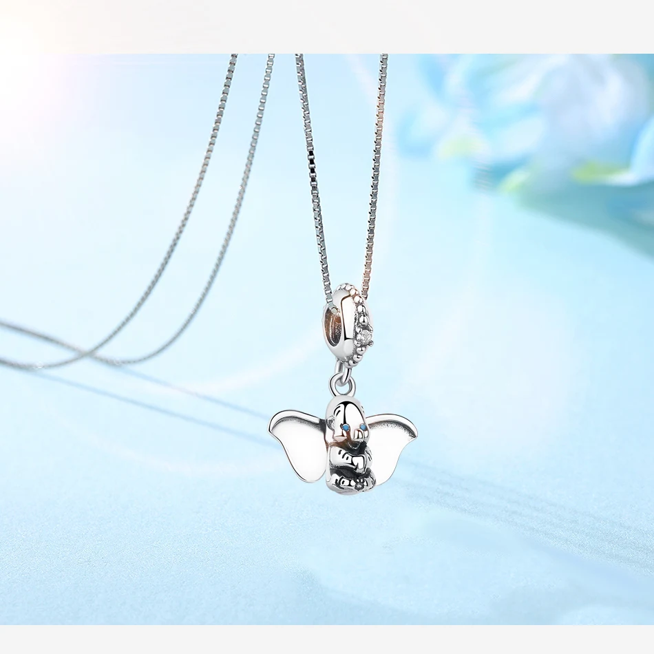 100% стерлингового серебра 925 пробы бусина DUMBO Кулон Слон fits Дизайнерские Браслеты ожерелье для женщин серебряные ювелирные изделия