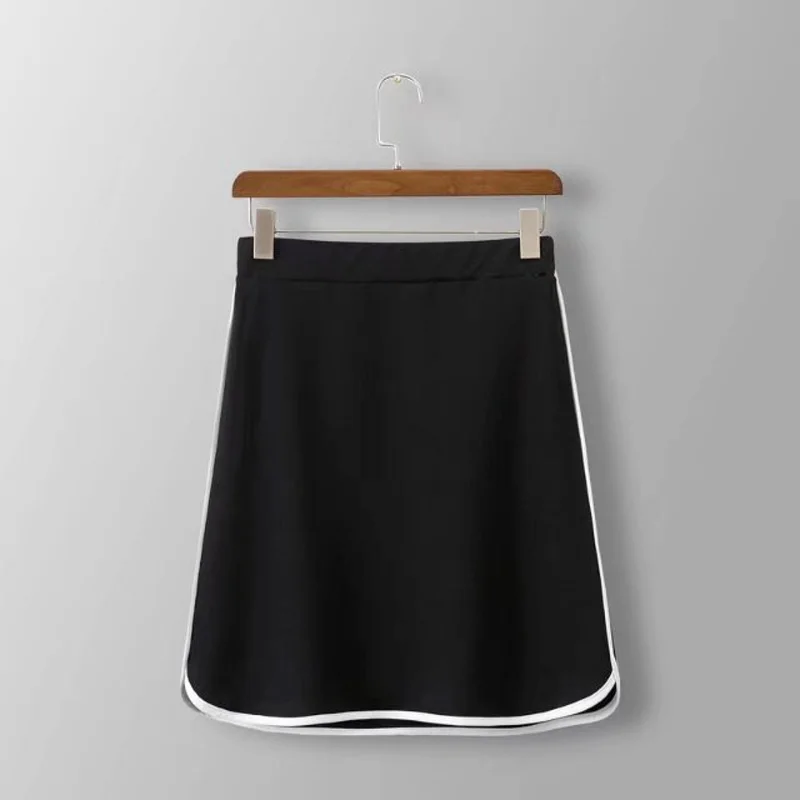 A Forever летняя юбка женская мода повседневная черная белая кромка А-силуэт мини юбки Эластичная Высокая талия короткая Рабочая Юбка M-403