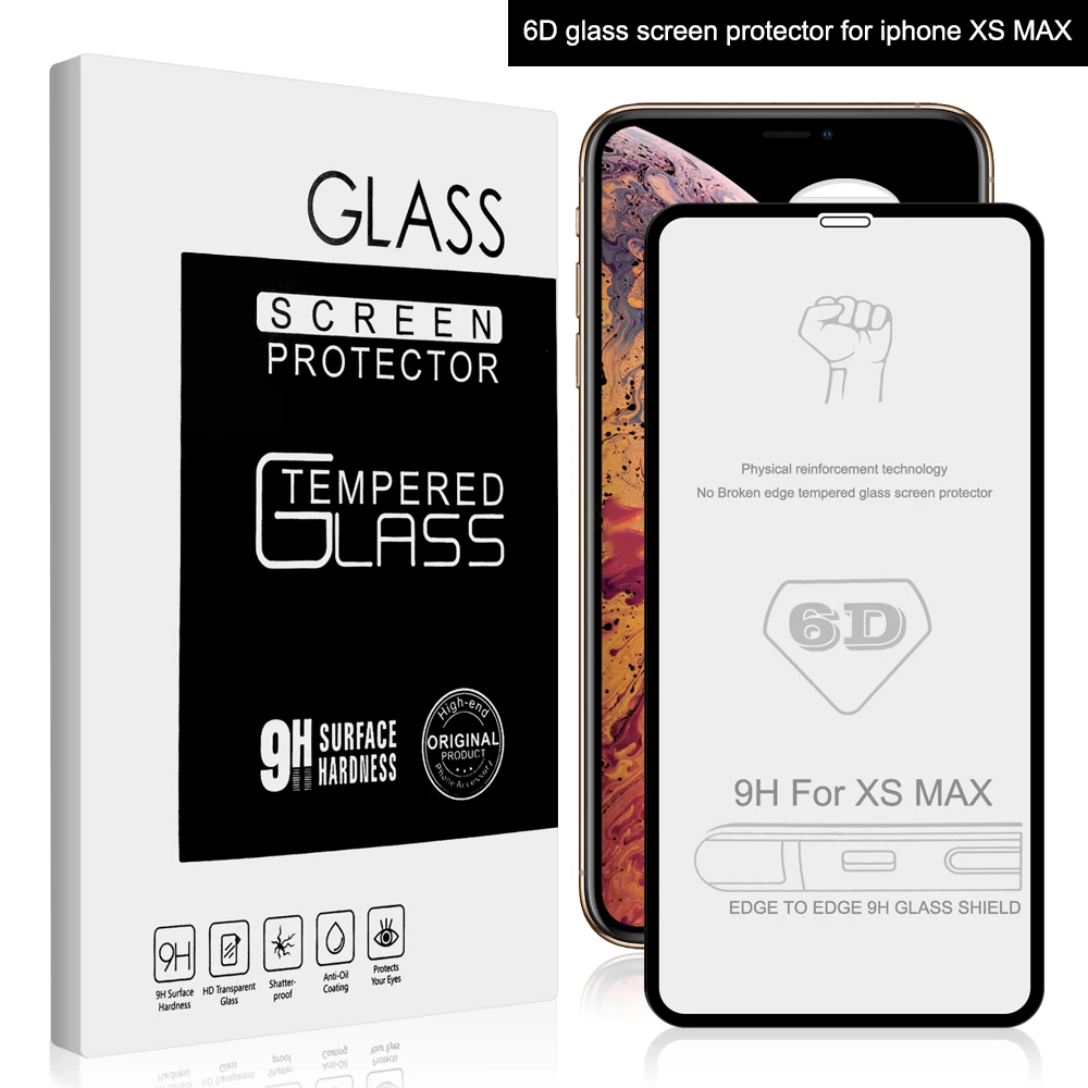 6D полностью покрытая закаленная пленка для iphone xs max xr x 6 7 8 6plus 7plus 8plus защитное