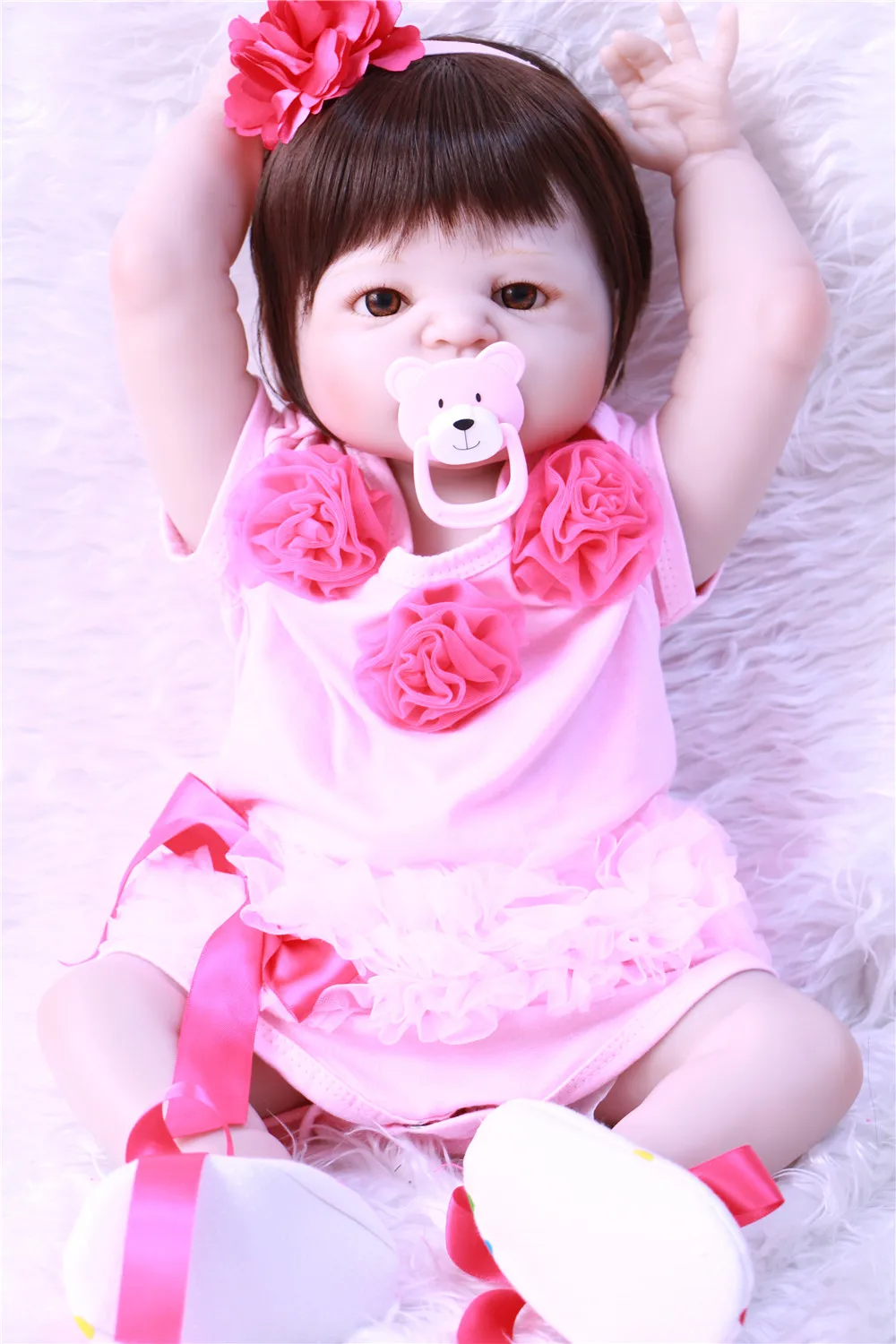 

22 Inch Doll Reborn Full silicone Vinyl Babies For Girls Soft Baby Doll bonecas reborn