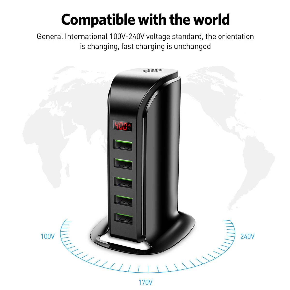 SOONHUA 5 порты и разъёмы USB зарядное устройство в 4A стены Desktop зарядное устройство и usb-разветвитель адаптер со светодиодный цифровой дисплей