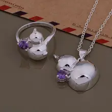 Высокое качество серебряные ювелирные изделия ожерелье кольцо WT-414