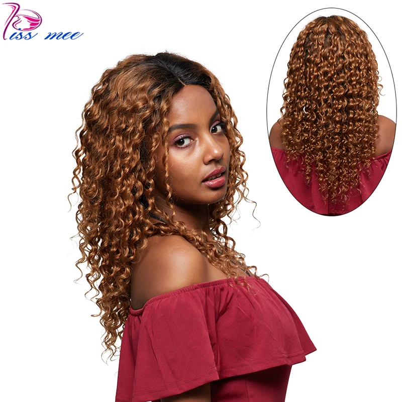 

KISS MEE 1B 30 Blonde Ombre Lace Front Human Hair Wig 150 Density Peruvian Deep Wave Lace Front Wigs For Black Woman Remy Hair
