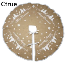 

31inch 48inch Jute Burlap Snowflake deer Christmas Tree Skirt new year decorations Christmas Decoration Home Xmas Tree Skirt