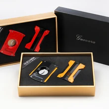 Гевара прекрасное качество сигары указан с сигарой резак/ножницы и легче желтый/красного цвета сигары инструмент идеальный подарок для друг