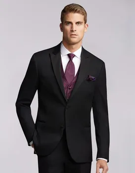 

2017 Classic Style Customized Groom Tuxedos Black Peak Lapel Two Buttons Suit Trajes Bombre Formal(Jacket+Pants+Vest+Tie)