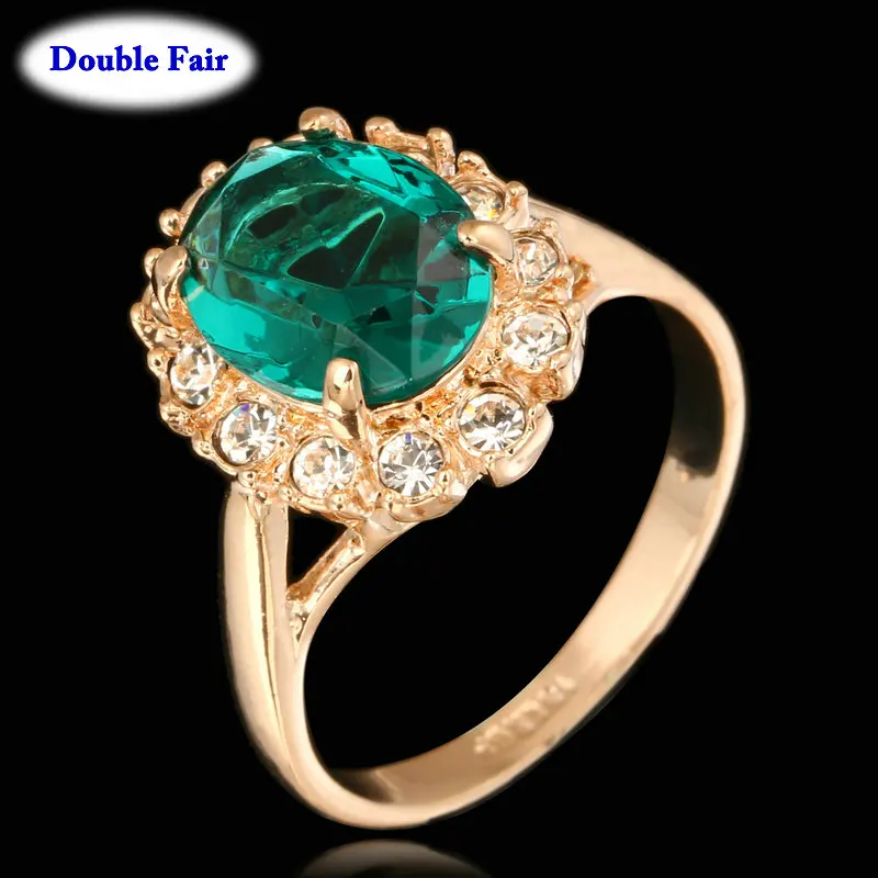 

Green Rhinestone Finger Ring For Women Rose Gold Color Crystal Brand Wedding Jewelry anel aneis joias DWR088