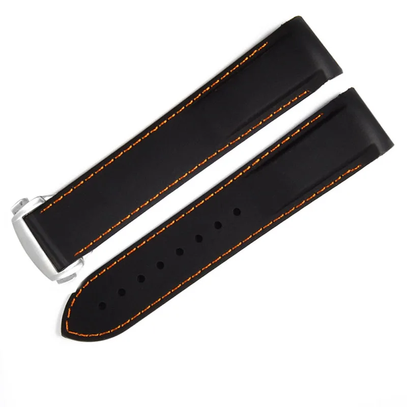 20 мм 22 мм 21 мм силиконовые браслеты для часов Omega Seamaster Планета Океан ремешок для часов браслет резиновый спортивный для Longines - Цвет ремешка: black orange