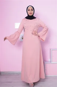 

Spring Autumn Fashion Women Islamic Dress O Neck Flare Sleeve Long Women Muslim Saudi Arabia Turkey Abaya Ropa arabe mujer