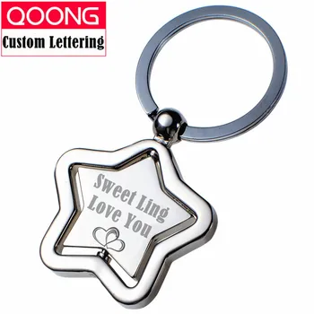 

QOONG 2020Fashion Custom-made Star Key Chain Ring Holder Metal Keyring Car Keychain Bag Charms Pendant Birthday Present S06