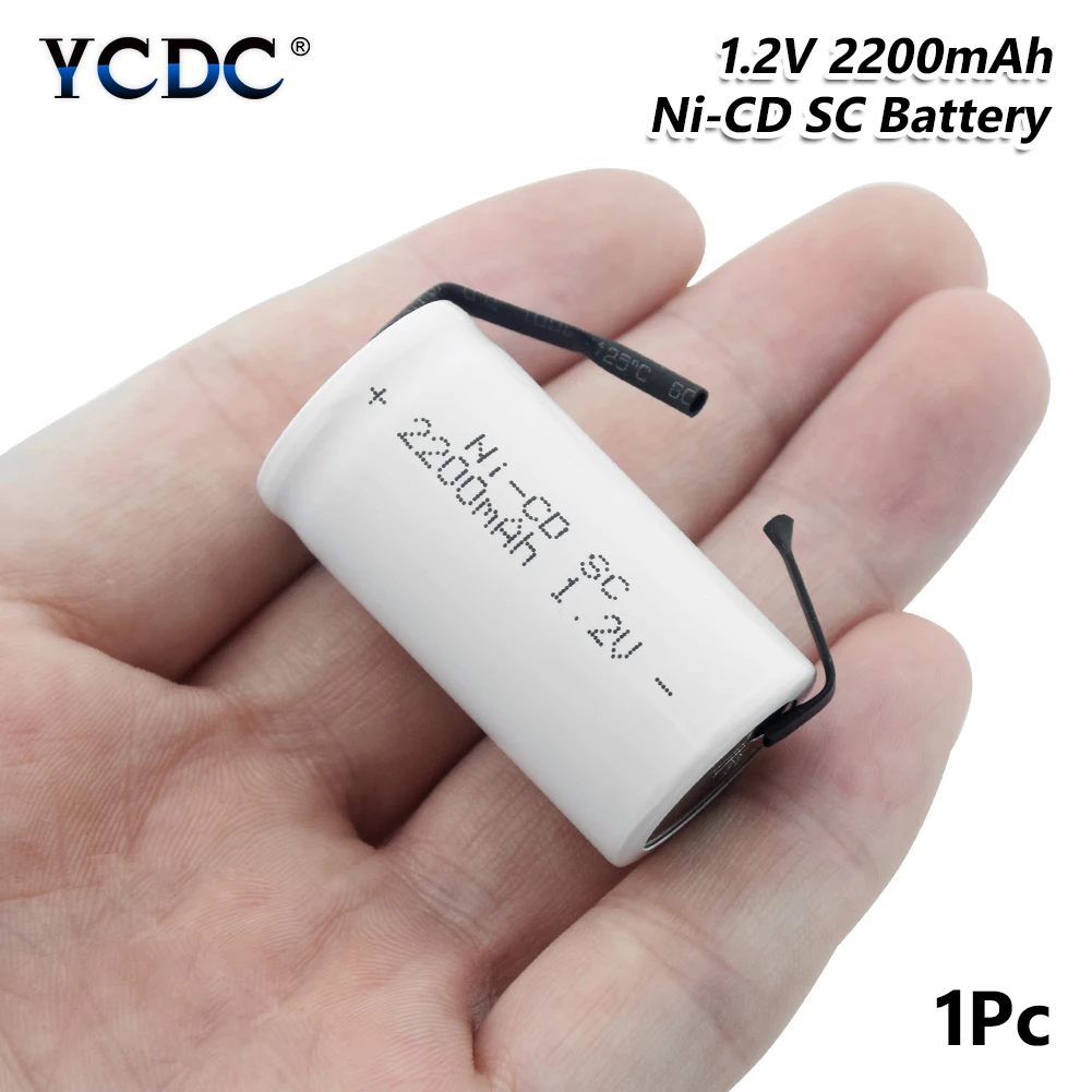 1 PCS YCDC высокая сила тока Sub C SC Ni-Cd Li-Po литий-полимерный аккумулятор 1,2 в 2200 мАч аккумуляторные батареи со сварочными вкладками - Цвет: 1 PCS