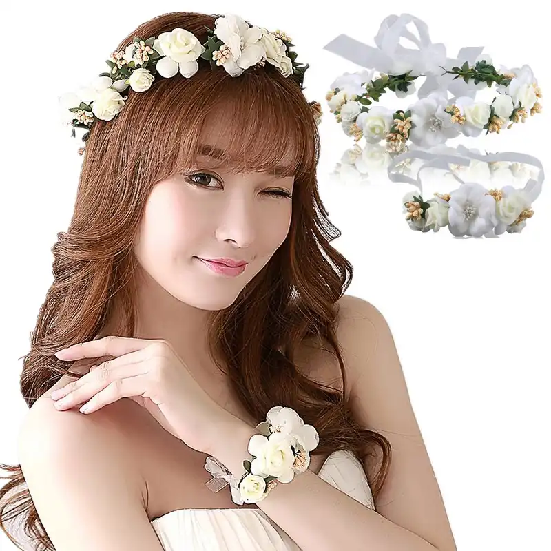 Kid Floral Garland Women Wedding Hair Accessories Bridal Flower